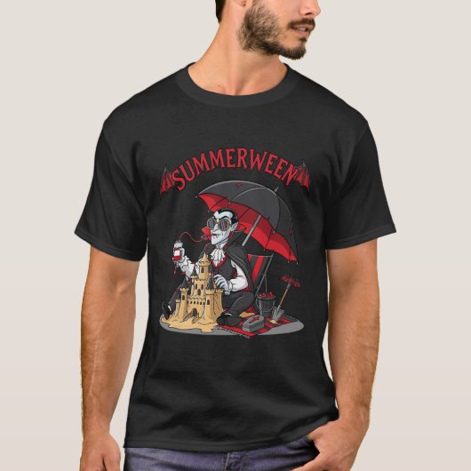 T-shirt Summerween Plage Vampire Dracula Sandcastle Gothiq (Devant)