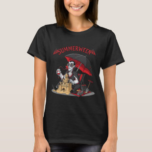 T-shirt Summerween Plage Vampire Dracula Sandcastle Gothiq