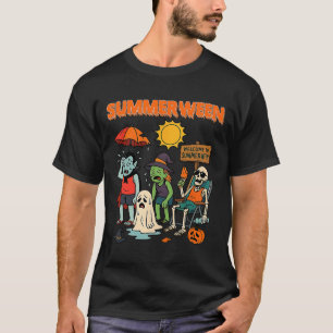 T-shirt Summerween Skeleton Beach Party Halloween Vibes 1