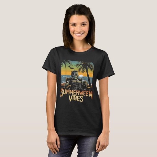 T-shirt Summerween Vibes Frankenstein Halloween Halloween  (Devant entier)