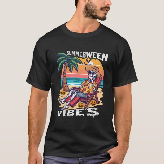 T-shirt Summerween Vibes Halloween Skeleton (Devant)
