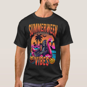 T-shirt Summerween Vibes Halloween Vacances d'été Skeleto