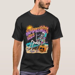T-shirt Summerween Vibes Skeleton Citrouille Vacances Éffr