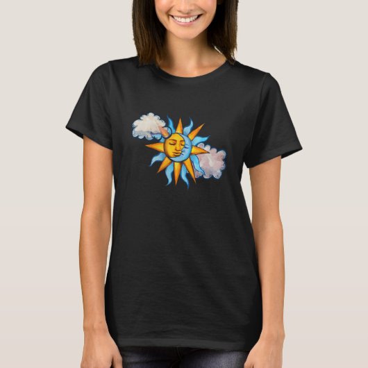 T-shirt Sun and Moon and Clouds in the sky sunny moonchild (Devant)