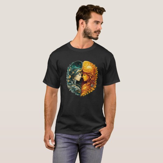 T-shirt Sun and Moon Harmony Luxury Art (Devant entier)