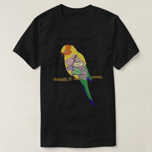 T-shirt Sun Conure Funny Parrot Anatomy (Design devant)