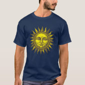T-shirt Sun Face Celestial Art Retro Woodcut Style (Devant)