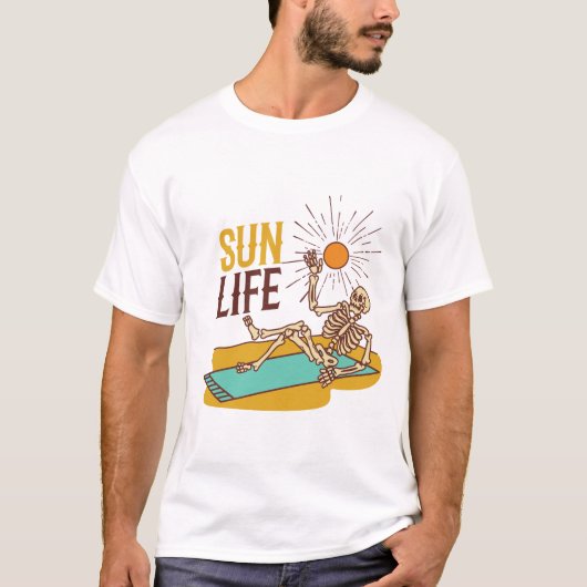T-shirt Sun Life Beach Tan Summer Skeleton (Devant)