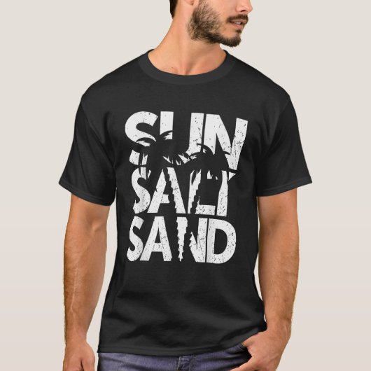 T-shirt Sun Salt Sand Palm Tree Hawaii Beach Summer Vacati (Devant)