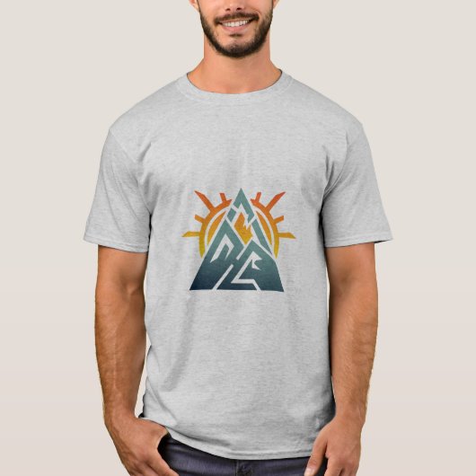 T-shirt Sunburst Mountain Triangle Randonnée Aventure Tee (Devant)