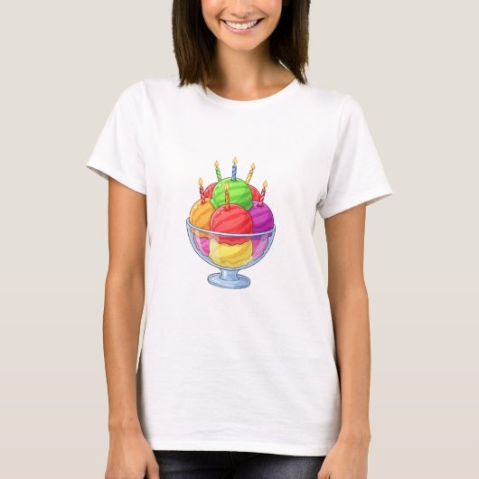 T-shirt Sundae de glace d'anniversaire (Devant)