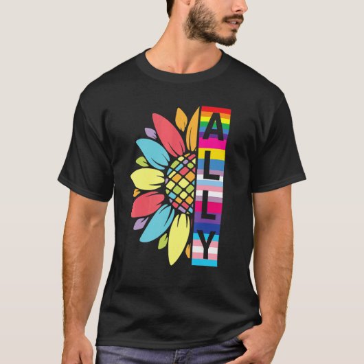 T-shirt Sunflower Ally Happy Lgbt Mois Support Aide Hope (Devant)