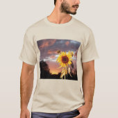 T-SHIRT SUNFLOWER AND SUMMER SUNSET WITH PINK CLOUDS (Devant)