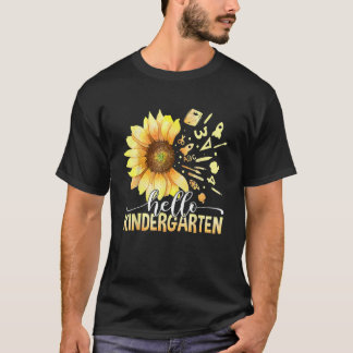 T-shirt Sunflower Bonjour maternelle Joyeux Premier Jour D