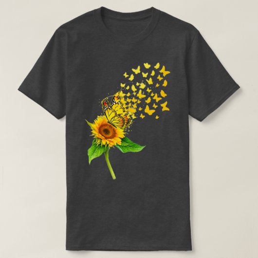 T-shirt Sunflower Butterflies Dreams Monarchs Natural 1 (Design devant)
