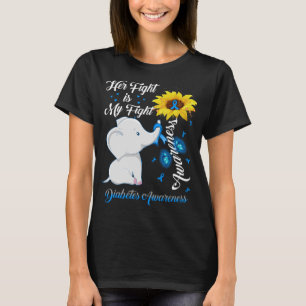 T-shirt Sunflower Elephant Sa Lutte Est Ma Lutte Diabète