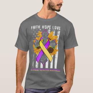 T-shirt Sunflower Faith Hope Love For Autoimmune Hépatite