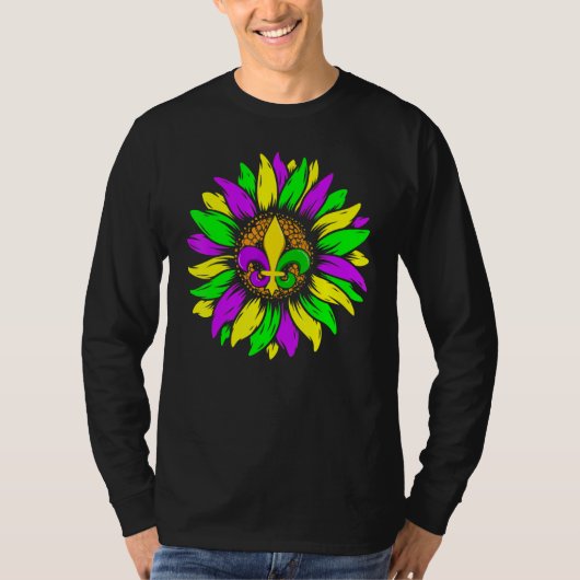 T-shirt Sunflower Fleur De Lys Mardi Gras Funny New Orlean (Devant)