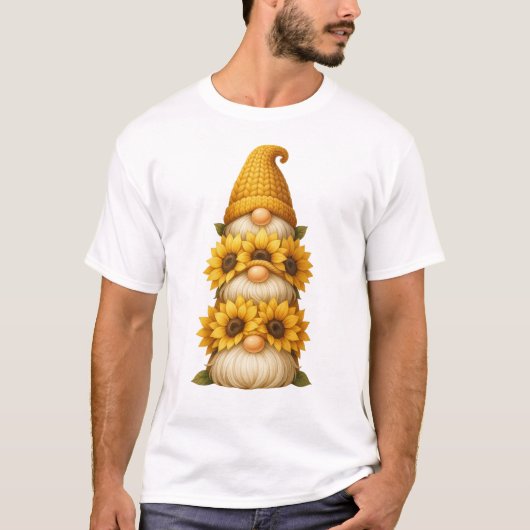 T-shirt Sunflower Gnome Hidden Smiles Beneath the Golden (Devant)