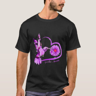 T-shirt Sunflower Heart Purple Ribbon Sensibilisation à la