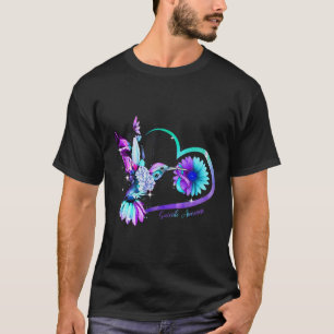 T-shirt Sunflower Heart Purple Ribbon Sensibilisation au s