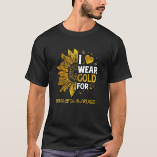 T-shirt Sunflower I Wear Gold Ribbon Spina Bifida Lauréats
