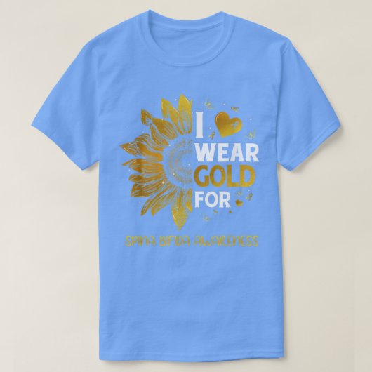 T-shirt Sunflower I Wear Gold Ribbon Spina Bifida Lauréats (Design devant)