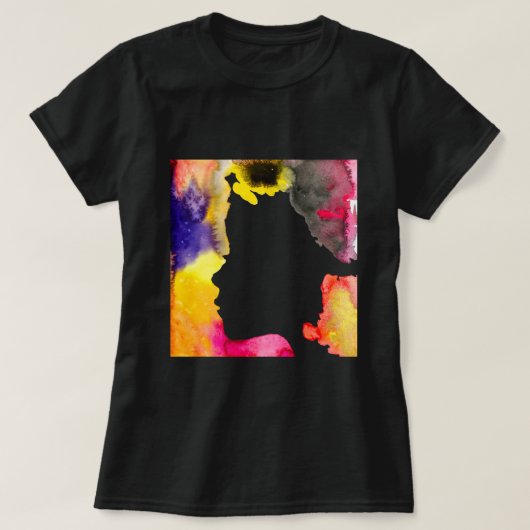 T-shirt Sunflower lady silhouette watercolor art (Design devant)