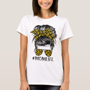T-shirt Sunflower maman vie chaise chaise cheveux lunettes