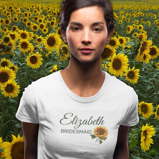 T-shirt Sunflower Mariage Forest Green Bridesmaid