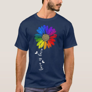 T-shirt Sunflower Rainbow Love Is Love LGBT Gay Lesbian Pr