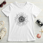 T-shirt Sunflower Sketch; Botanical Summer