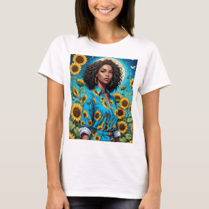 T-shirt Sunflower T Chemise Lune Beauté Rétro esthétique