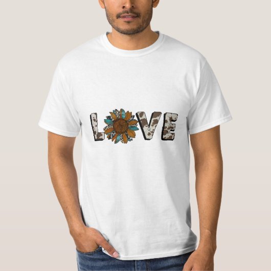 T-shirt Sunflower Western Loho Boho été (Devant)