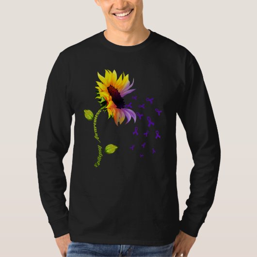 T-shirt Sunflower With Purple Ribbon Epilepsy Awareness Da (Devant)