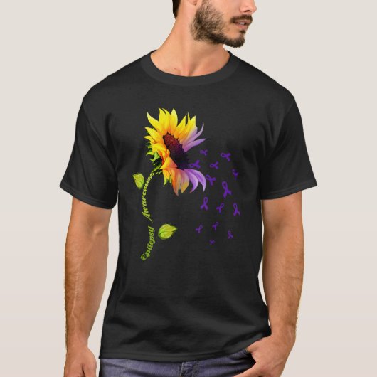 T-shirt Sunflower With Purple Ribbon Epilepsy Awareness Da (Devant)