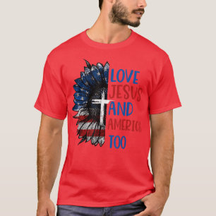 T-shirt Sunflowers Aime Jésus Et L'Amérique Aussi 4 juille