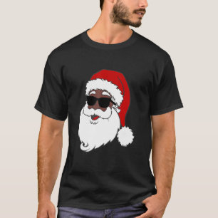 T-shirt Sunglass Père Noël Noir Noël Africain-Américain Sa