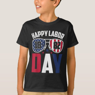 T-shirt Sungles de la fête du travail 1882 Drapeau américa