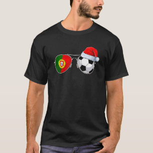 T-shirt Sunlunettes Santa Hat Portugal Football Team World
