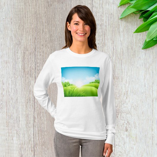 T-shirt Sunny Green Field Landscape