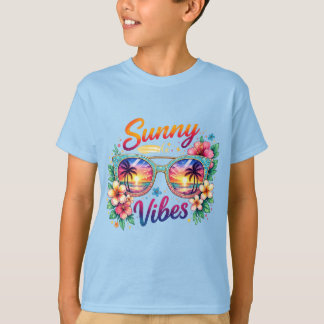 T-shirt Sunny Vibes Tropical Sunset Sunglasses Kids Basic