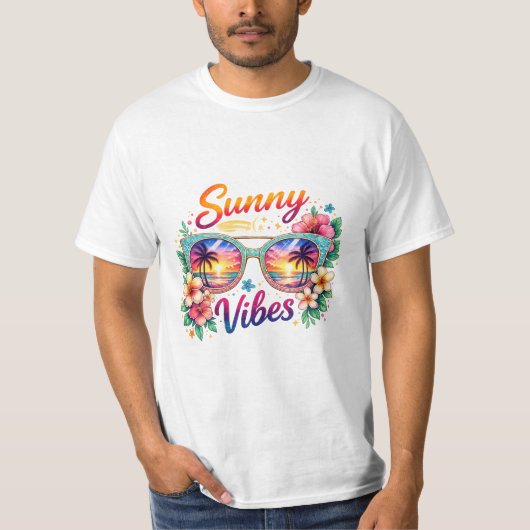 T-shirt Sunny Vibes Tropical Sunset Sunglasses Men’s Value (Devant)