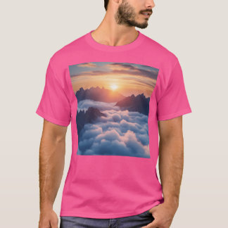 T-shirt Sunrise Mountains Paysage Nature Mur Art Actif