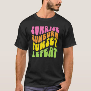 T-shirt Sunrise Sunburn Sunset Répéter Retro Été Graphique