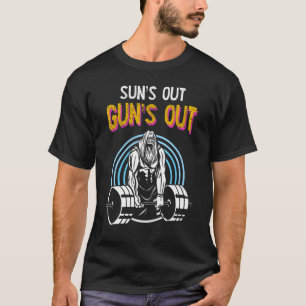 T-shirt Sun's Out Guns Out Barbell Hommes Femmes Bodybuild