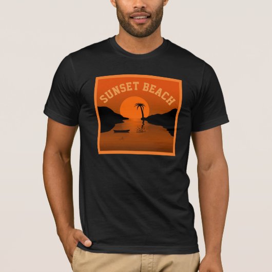 T-shirt Sunset Beach Art Tropical Orange (Devant)