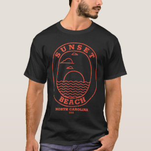 T-shirt Sunset Beach NC Vacances d'été Oval Sunris