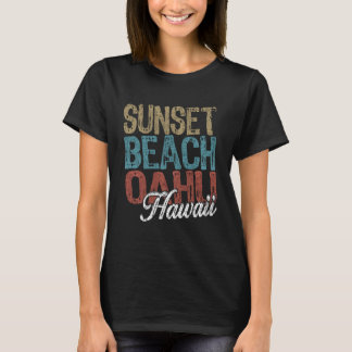 T-shirt Sunset Beach OAHU Hawaii HIBISCUS ET SCRIPT Trois