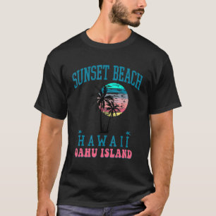 T-shirt Sunset Beach Oahu Island Hi Beach Palmiers Summe